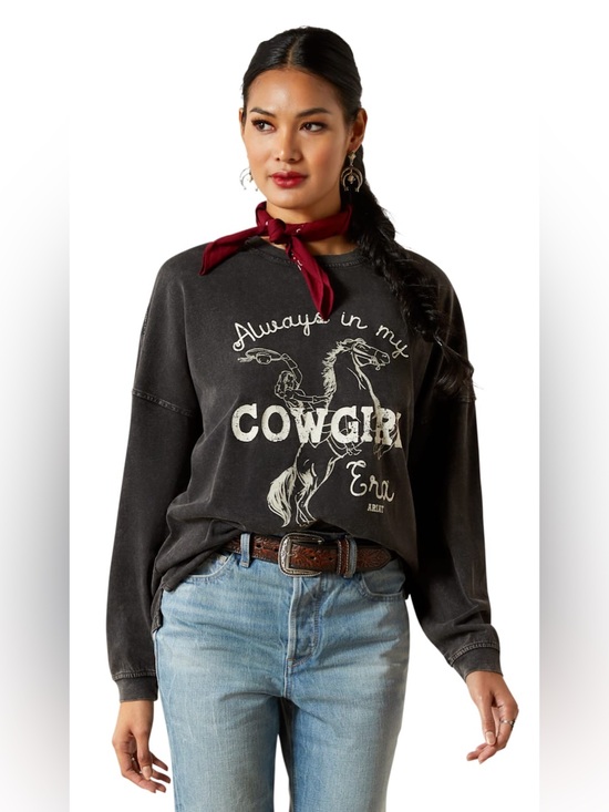Ariat Tops - Ariat Black Mineral Washed Cowgirl Era Long Sleeve Oversized Tee Shirt Size M